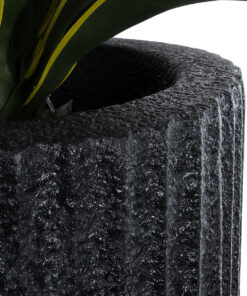 GloboStar® Artificial Garden MATERA 20733 Επιδαπέδιο Πολυεστερικό Τσιμεντένιο Κασπώ Γλάστρα – Flower Pot Μαύρο Φ42 x Υ120cm