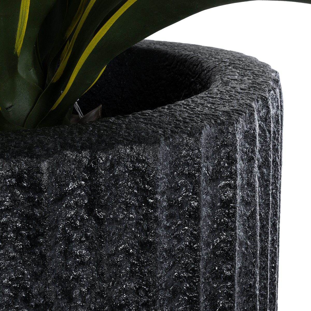 GloboStar® Artificial Garden MATERA 20733 Επιδαπέδιο Πολυεστερικό Τσιμεντένιο Κασπώ Γλάστρα – Flower Pot Μαύρο Φ42 x Υ120cm