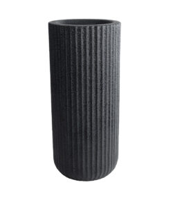 GloboStar® Artificial Garden MATERA 20734 Επιδαπέδιο Πολυεστερικό Τσιμεντένιο Κασπώ Γλάστρα – Flower Pot Μαύρο Φ42 x Υ90cm