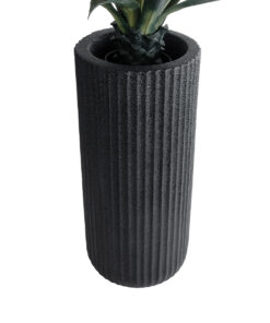 GloboStar® Artificial Garden MATERA 20734 Επιδαπέδιο Πολυεστερικό Τσιμεντένιο Κασπώ Γλάστρα – Flower Pot Μαύρο Φ42 x Υ90cm