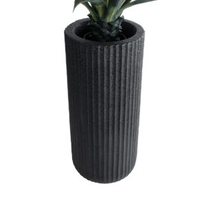 GloboStar® Artificial Garden MATERA 20734 Επιδαπέδιο Πολυεστερικό Τσιμεντένιο Κασπώ Γλάστρα – Flower Pot Μαύρο Φ42 x Υ90cm