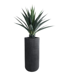 GloboStar® Artificial Garden MATERA 20734 Επιδαπέδιο Πολυεστερικό Τσιμεντένιο Κασπώ Γλάστρα – Flower Pot Μαύρο Φ42 x Υ90cm