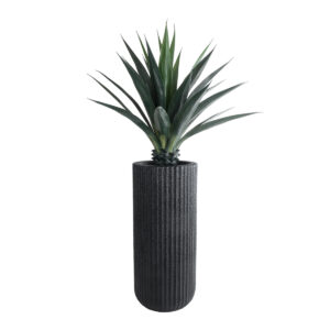 GloboStar® Artificial Garden MATERA 20734 Επιδαπέδιο Πολυεστερικό Τσιμεντένιο Κασπώ Γλάστρα – Flower Pot Μαύρο Φ42 x Υ90cm