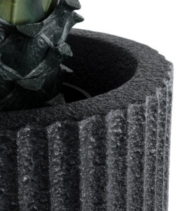 GloboStar® Artificial Garden MATERA 20734 Επιδαπέδιο Πολυεστερικό Τσιμεντένιο Κασπώ Γλάστρα – Flower Pot Μαύρο Φ42 x Υ90cm