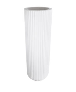 GloboStar® Artificial Garden MARSALA 20735 Επιδαπέδιο Πολυεστερικό Τσιμεντένιο Κασπώ Γλάστρα – Flower Pot Λευκό Φ41 x Υ120cm