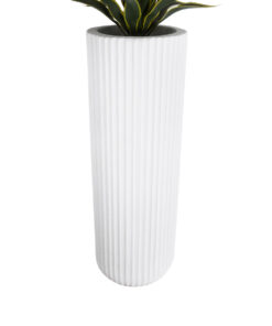 GloboStar® Artificial Garden MARSALA 20735 Επιδαπέδιο Πολυεστερικό Τσιμεντένιο Κασπώ Γλάστρα – Flower Pot Λευκό Φ41 x Υ120cm