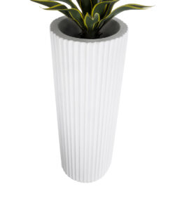 GloboStar® Artificial Garden MARSALA 20735 Επιδαπέδιο Πολυεστερικό Τσιμεντένιο Κασπώ Γλάστρα – Flower Pot Λευκό Φ41 x Υ120cm