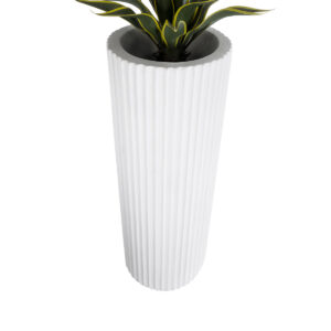 GloboStar® Artificial Garden MARSALA 20735 Επιδαπέδιο Πολυεστερικό Τσιμεντένιο Κασπώ Γλάστρα – Flower Pot Λευκό Φ41 x Υ120cm