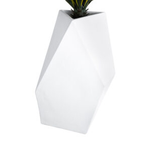 GloboStar® Artificial Garden ALBEROBELLO 20738 Επιδαπέδιο Πολυεστερικό Τσιμεντένιο Κασπώ Γλάστρα – Flower Pot Λευκό Μ58 x Π30 x Υ90cm