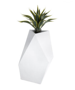 GloboStar® Artificial Garden ALBEROBELLO 20738 Επιδαπέδιο Πολυεστερικό Τσιμεντένιο Κασπώ Γλάστρα – Flower Pot Λευκό Μ58 x Π30 x Υ90cm