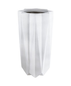 GloboStar® Artificial Garden PADOVA 20739 Επιδαπέδιο Πολυεστερικό Τσιμεντένιο Κασπώ Γλάστρα – Flower Pot Λευκό Φ48 x Υ100cm