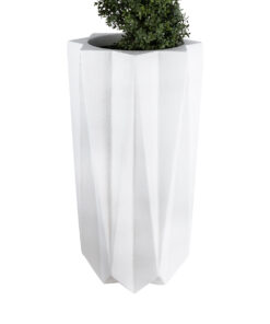 GloboStar® Artificial Garden PADOVA 20739 Επιδαπέδιο Πολυεστερικό Τσιμεντένιο Κασπώ Γλάστρα – Flower Pot Λευκό Φ48 x Υ100cm