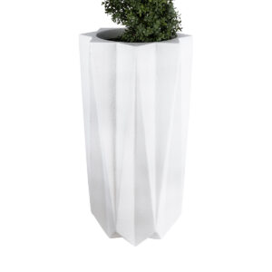 GloboStar® Artificial Garden PADOVA 20739 Επιδαπέδιο Πολυεστερικό Τσιμεντένιο Κασπώ Γλάστρα – Flower Pot Λευκό Φ48 x Υ100cm