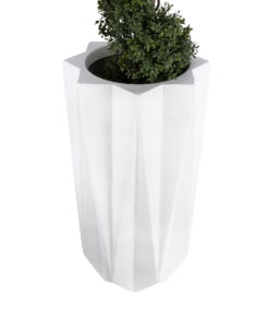 GloboStar® Artificial Garden PADOVA 20739 Επιδαπέδιο Πολυεστερικό Τσιμεντένιο Κασπώ Γλάστρα – Flower Pot Λευκό Φ48 x Υ100cm