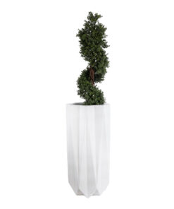 GloboStar® Artificial Garden PADOVA 20739 Επιδαπέδιο Πολυεστερικό Τσιμεντένιο Κασπώ Γλάστρα – Flower Pot Λευκό Φ48 x Υ100cm