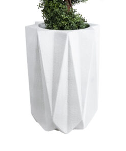 GloboStar® Artificial Garden PADOVA 20740 Επιδαπέδιο Πολυεστερικό Τσιμεντένιο Κασπώ Γλάστρα – Flower Pot Λευκό Φ46 x Υ67cm