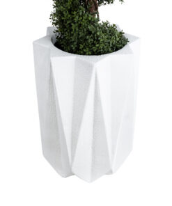 GloboStar® Artificial Garden PADOVA 20740 Επιδαπέδιο Πολυεστερικό Τσιμεντένιο Κασπώ Γλάστρα – Flower Pot Λευκό Φ46 x Υ67cm