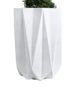 GloboStar® Artificial Garden PADOVA 20740 Επιδαπέδιο Πολυεστερικό Τσιμεντένιο Κασπώ Γλάστρα – Flower Pot Λευκό Φ46 x Υ67cm