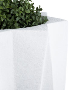 GloboStar® Artificial Garden PADOVA 20740 Επιδαπέδιο Πολυεστερικό Τσιμεντένιο Κασπώ Γλάστρα – Flower Pot Λευκό Φ46 x Υ67cm