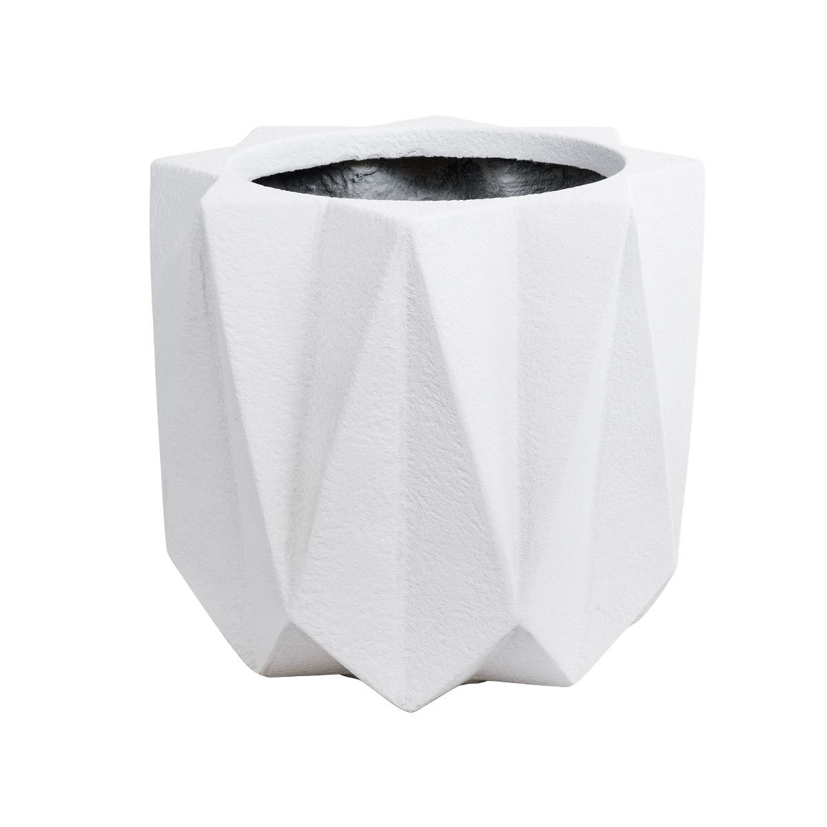 GloboStar® Artificial Garden PADOVA 20741 Επιδαπέδιο Πολυεστερικό Τσιμεντένιο Κασπώ Γλάστρα – Flower Pot Λευκό Φ51 x Υ46cm