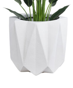 GloboStar® Artificial Garden PADOVA 20741 Επιδαπέδιο Πολυεστερικό Τσιμεντένιο Κασπώ Γλάστρα – Flower Pot Λευκό Φ51 x Υ46cm