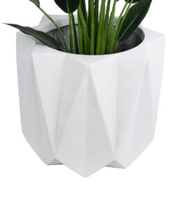 GloboStar® Artificial Garden PADOVA 20741 Επιδαπέδιο Πολυεστερικό Τσιμεντένιο Κασπώ Γλάστρα – Flower Pot Λευκό Φ51 x Υ46cm