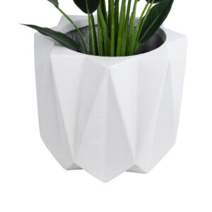 GloboStar® Artificial Garden PADOVA 20741 Επιδαπέδιο Πολυεστερικό Τσιμεντένιο Κασπώ Γλάστρα – Flower Pot Λευκό Φ51 x Υ46cm