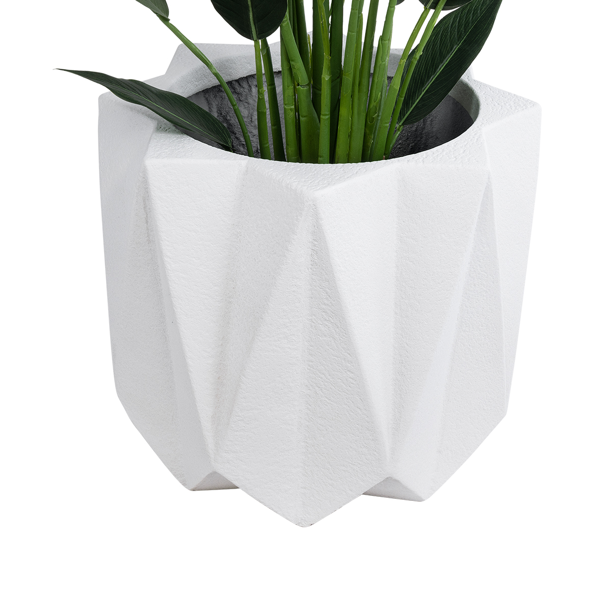 GloboStar® Artificial Garden PADOVA 20741 Επιδαπέδιο Πολυεστερικό Τσιμεντένιο Κασπώ Γλάστρα – Flower Pot Λευκό Φ51 x Υ46cm