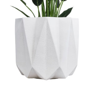 GloboStar® Artificial Garden PADOVA 20741 Επιδαπέδιο Πολυεστερικό Τσιμεντένιο Κασπώ Γλάστρα – Flower Pot Λευκό Φ51 x Υ46cm