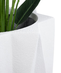 GloboStar® Artificial Garden PADOVA 20741 Επιδαπέδιο Πολυεστερικό Τσιμεντένιο Κασπώ Γλάστρα – Flower Pot Λευκό Φ51 x Υ46cm