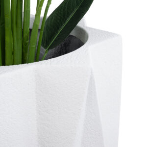 GloboStar® Artificial Garden PADOVA 20741 Επιδαπέδιο Πολυεστερικό Τσιμεντένιο Κασπώ Γλάστρα – Flower Pot Λευκό Φ51 x Υ46cm