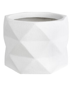 GloboStar® Artificial Garden VARENNA 20742 Επιδαπέδιο Πολυεστερικό Τσιμεντένιο Κασπώ Γλάστρα – Flower Pot Λευκό Φ40 x Υ30cm