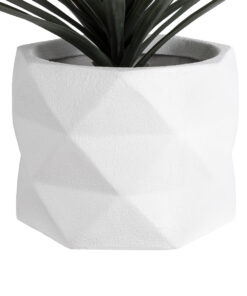 GloboStar® Artificial Garden VARENNA 20742 Επιδαπέδιο Πολυεστερικό Τσιμεντένιο Κασπώ Γλάστρα – Flower Pot Λευκό Φ40 x Υ30cm