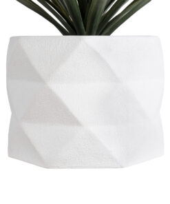 GloboStar® Artificial Garden VARENNA 20742 Επιδαπέδιο Πολυεστερικό Τσιμεντένιο Κασπώ Γλάστρα – Flower Pot Λευκό Φ40 x Υ30cm