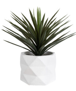 GloboStar® Artificial Garden VARENNA 20742 Επιδαπέδιο Πολυεστερικό Τσιμεντένιο Κασπώ Γλάστρα – Flower Pot Λευκό Φ40 x Υ30cm