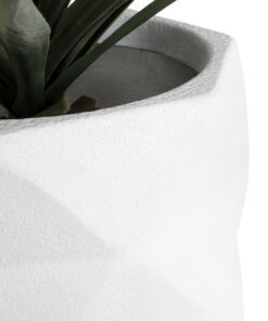 GloboStar® Artificial Garden VARENNA 20742 Επιδαπέδιο Πολυεστερικό Τσιμεντένιο Κασπώ Γλάστρα – Flower Pot Λευκό Φ40 x Υ30cm