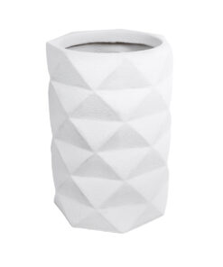 GloboStar® Artificial Garden VARENNA 20743 Επιδαπέδιο Πολυεστερικό Τσιμεντένιο Κασπώ Γλάστρα – Flower Pot Λευκό Φ40 x Υ60cm
