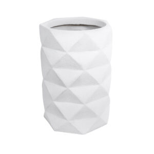 GloboStar® Artificial Garden VARENNA 20743 Επιδαπέδιο Πολυεστερικό Τσιμεντένιο Κασπώ Γλάστρα – Flower Pot Λευκό Φ40 x Υ60cm