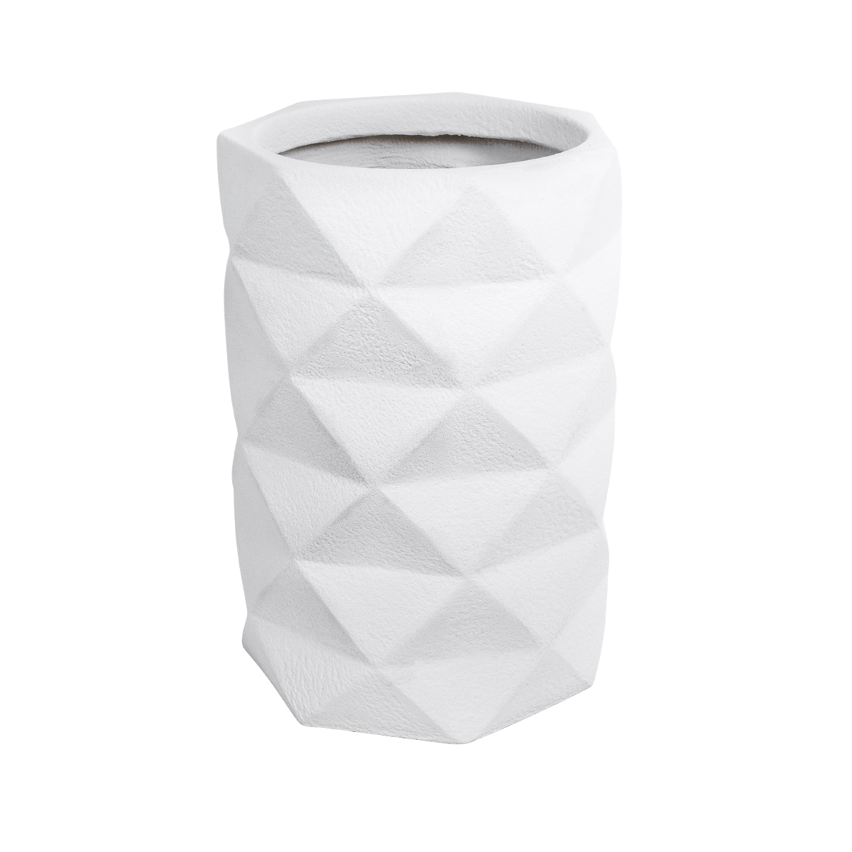 GloboStar® Artificial Garden VARENNA 20743 Επιδαπέδιο Πολυεστερικό Τσιμεντένιο Κασπώ Γλάστρα – Flower Pot Λευκό Φ40 x Υ60cm