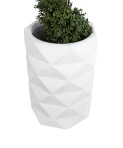 GloboStar® Artificial Garden VARENNA 20743 Επιδαπέδιο Πολυεστερικό Τσιμεντένιο Κασπώ Γλάστρα – Flower Pot Λευκό Φ40 x Υ60cm