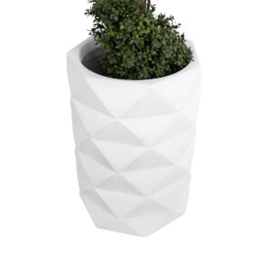 GloboStar® Artificial Garden VARENNA 20743 Επιδαπέδιο Πολυεστερικό Τσιμεντένιο Κασπώ Γλάστρα – Flower Pot Λευκό Φ40 x Υ60cm