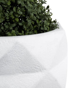 GloboStar® Artificial Garden VARENNA 20743 Επιδαπέδιο Πολυεστερικό Τσιμεντένιο Κασπώ Γλάστρα – Flower Pot Λευκό Φ40 x Υ60cm