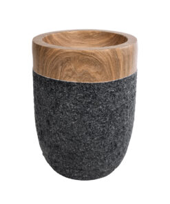 GloboStar® Artificial Garden BELLAGIO 20744 Επιδαπέδιο Πολυεστερικό Τσιμεντένιο Κασπώ Γλάστρα – Flower Pot Μαύρο με Καφέ Φ39 x Υ52cm