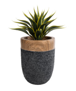 GloboStar® Artificial Garden BELLAGIO 20744 Επιδαπέδιο Πολυεστερικό Τσιμεντένιο Κασπώ Γλάστρα – Flower Pot Μαύρο με Καφέ Φ39 x Υ52cm