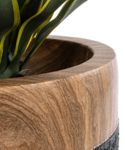 GloboStar® Artificial Garden BELLAGIO 20744 Επιδαπέδιο Πολυεστερικό Τσιμεντένιο Κασπώ Γλάστρα – Flower Pot Μαύρο με Καφέ Φ39 x Υ52cm