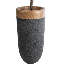 GloboStar® Artificial Garden BALLAGIO 20745 Επιδαπέδιο Πολυεστερικό Τσιμεντένιο Κασπώ Γλάστρα – Flower Pot Μαύρο με Καφέ Φ42 x Υ91cm