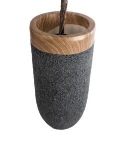 GloboStar® Artificial Garden BALLAGIO 20745 Επιδαπέδιο Πολυεστερικό Τσιμεντένιο Κασπώ Γλάστρα – Flower Pot Μαύρο με Καφέ Φ42 x Υ91cm