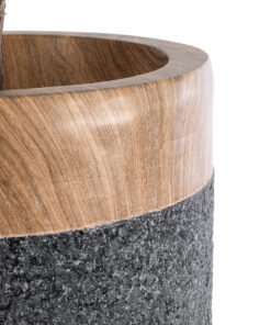 GloboStar® Artificial Garden BALLAGIO 20745 Επιδαπέδιο Πολυεστερικό Τσιμεντένιο Κασπώ Γλάστρα – Flower Pot Μαύρο με Καφέ Φ42 x Υ91cm