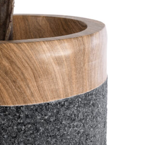 GloboStar® Artificial Garden BALLAGIO 20745 Επιδαπέδιο Πολυεστερικό Τσιμεντένιο Κασπώ Γλάστρα – Flower Pot Μαύρο με Καφέ Φ42 x Υ91cm