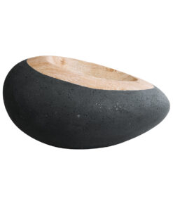 GloboStar® Artificial Garden RAVELLO 20746 Επιδαπέδιο Πολυεστερικό Τσιμεντένιο Κασπώ Γλάστρα – Flower Pot Μαύρο με Καφέ Μ82 x Π62 x Υ45cm